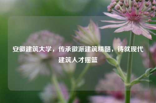 安徽建筑大学，传承徽派建筑精髓，铸就现代建筑人才摇篮