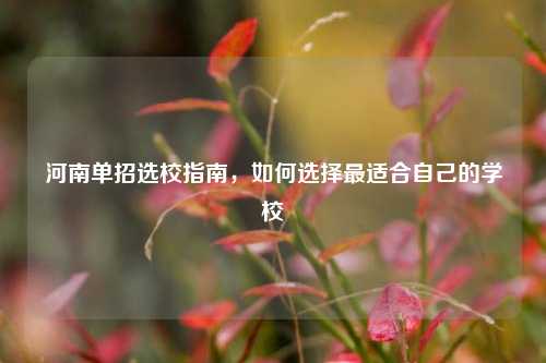河南单招选校指南，如何选择最适合自己的学校