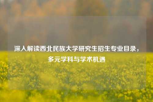 深入解读西北民族大学研究生招生专业目录，多元学科与学术机遇