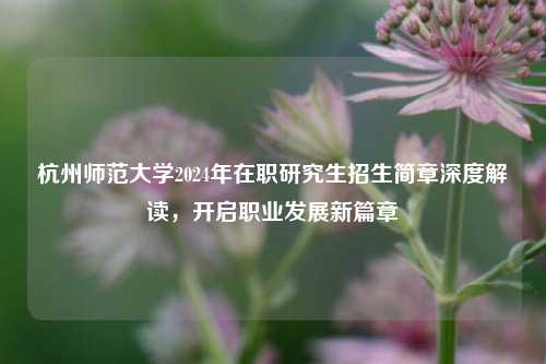杭州师范大学2024年在职研究生招生简章深度解读，开启职业发展新篇章