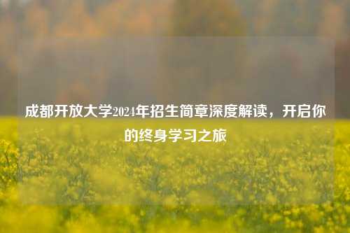 成都开放大学2024年招生简章深度解读，开启你的终身学习之旅