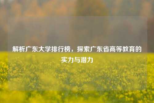 解析广东大学排行榜，探索广东省高等教育的实力与潜力